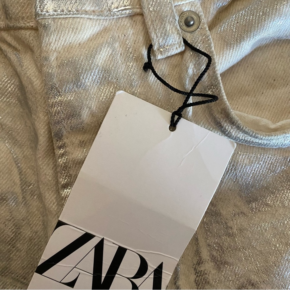 Zara silver metallic wide leg jeans - Picture 13 of 16